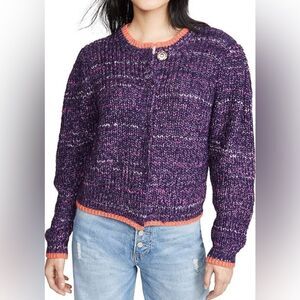 Free People Women's Walk On by Cardigan, Purple Combo size M